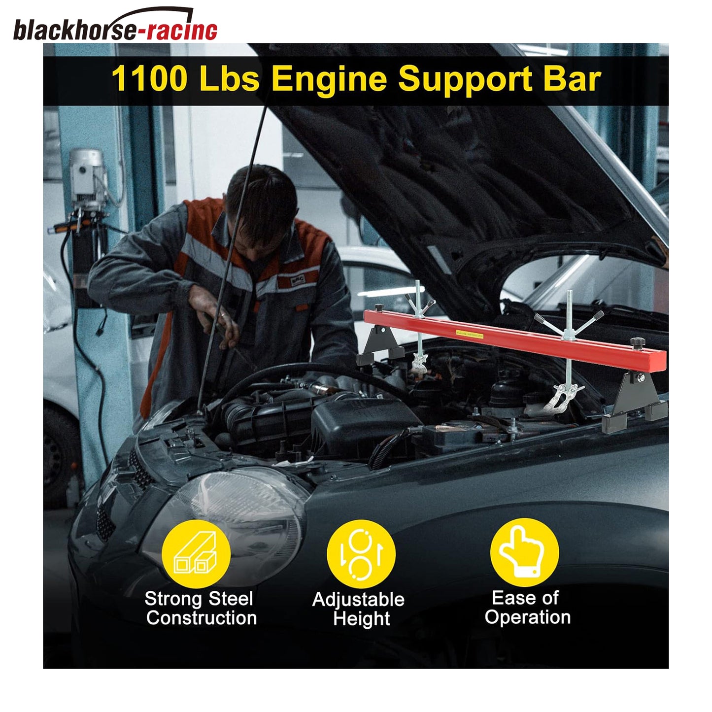 
                  
                    Engine Support Bar, 1100lbs Capacity Engine Transverse Bar Hoist for Motor Transmission, 2 Points Lift Holder and Dual Hooks
                  
                