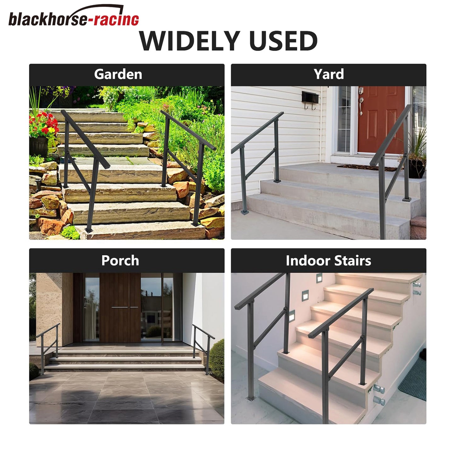 
                  
                    4 Steps Handrails Deck Handrails Stair Railing Indoor Black Wrought Iron Hand Rails for Outdoor Steps Railing Kit (3-4 Steps Handrail)
                  
                