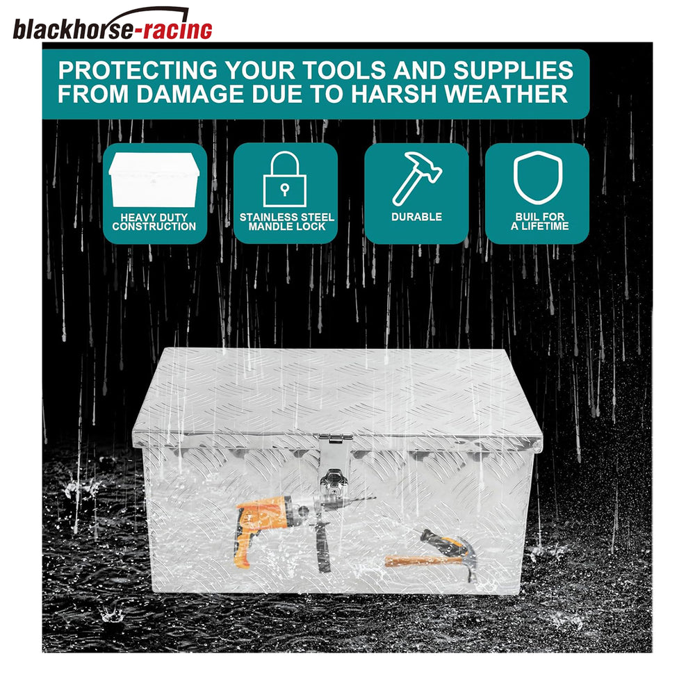 
                  
                    20"X 12"X 9.5" Aluminum Heavy Duty Tool Box Organizer With Chrome Lock for Pickup Truck Bed, RV, Trailer - Waterproof Storage, Silver
                  
                