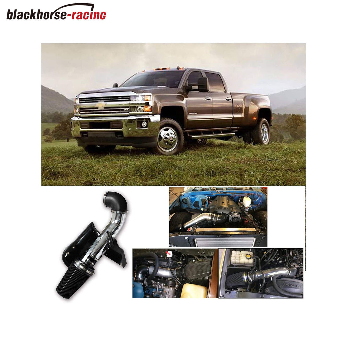 
                  
                    " Cold Air Intake System + Heat Shield Replacement for 1999-2006 GMC/Chevy V8 4.8L/5.3L/6.0L Silverado 1500/2500/3500 (Black)
                  
                