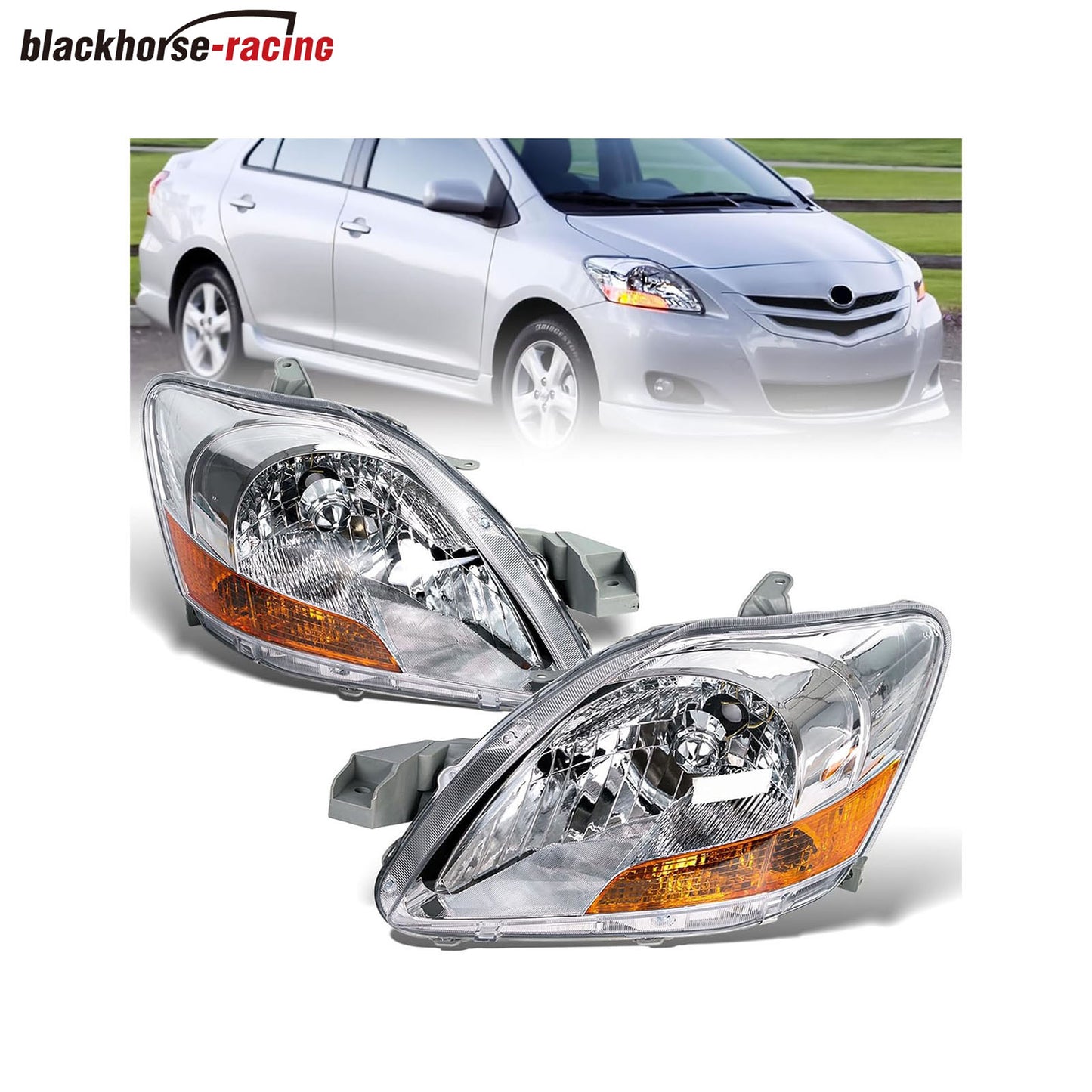 
                  
                    Headlight Set Left and Right Compatible for Toyota Yaris Sedan 2007 2008 2009 2010 2011, Replaces OE number 8117052A80, 8113052A90
                  
                