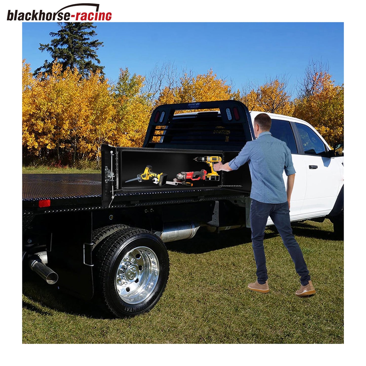 
                  
                    Black Steel Truck Tool Box For PickUp Truck Bed, Trailer, Van, Heavy Duty Truck Tool Box Organizer Chest with Barn Door,48 x 18 x 18 inch Waterproof Tool Box For Organization and Storage ﻿
                  
                