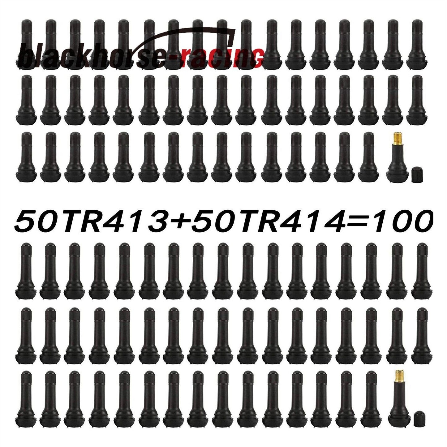 
                  
                    Tire Valve Stems w/ Cap Black Rubber Alloy (TR413 + TR414) Snap-in 100PCS
                  
                