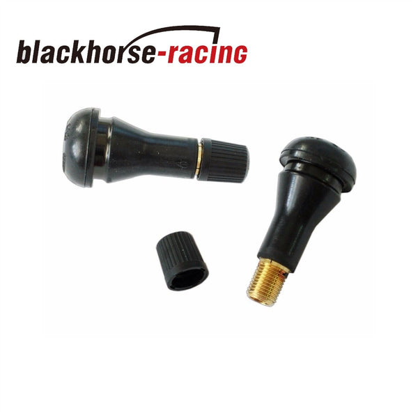 Tire Valve Stems w/ Cap Black Rubber Alloy (TR413 + TR414) Snap-in 100PCS