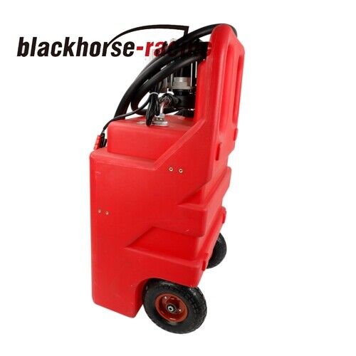 Portable Fuel Tank With 12 V Fuel Transfer Pump 15 GPM With Handle 32 Gallon