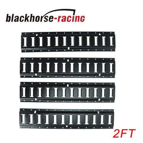 4X 2' E Track (Horizontal Black) for Enclosed Trailer Cargo Truck Van Hauler 2ft