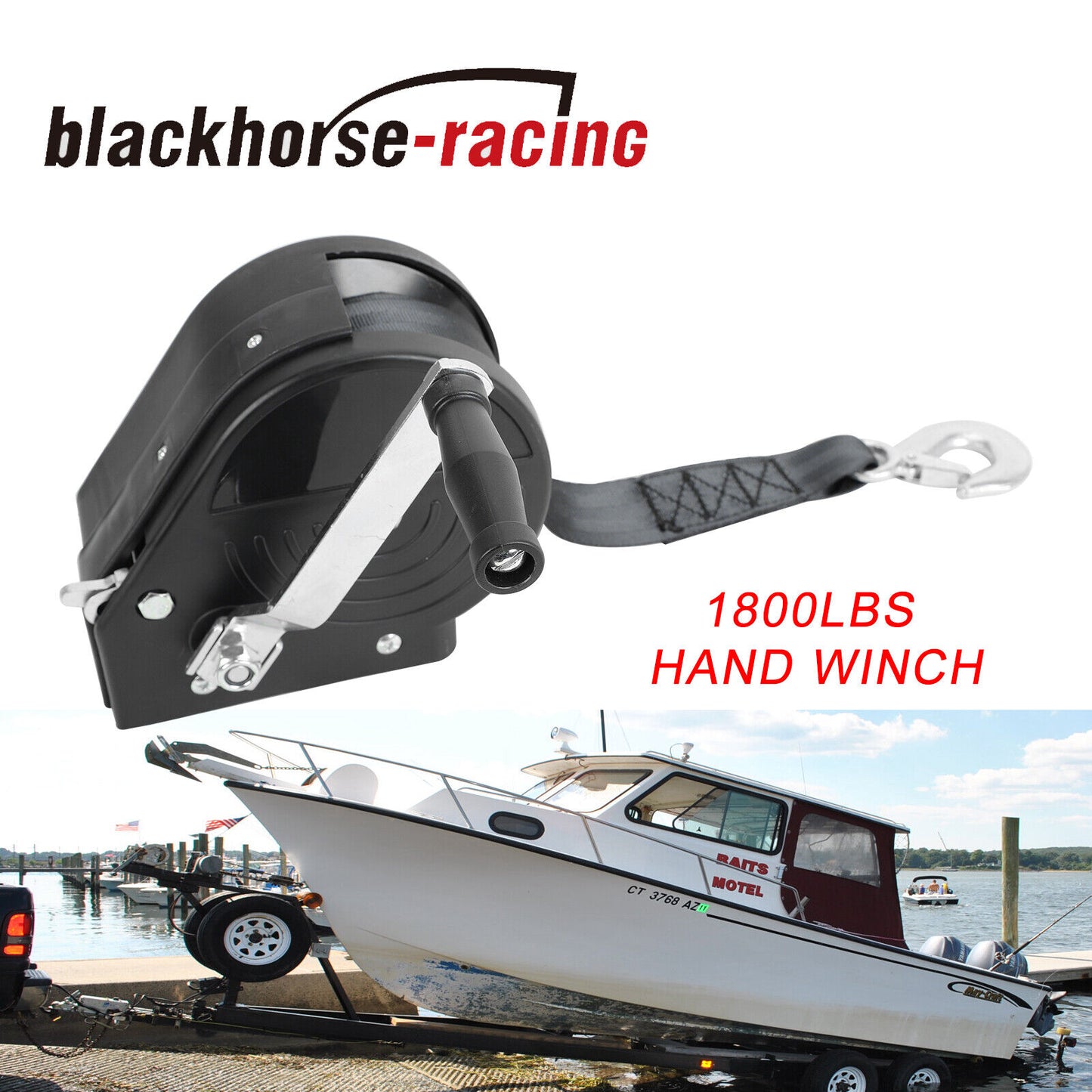
                  
                    1800 LB Hand Winch Hand Crank with 20' Strap and Cover for ATV Trailer Boat
                  
                