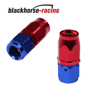 2PC Red & Blue AN 8 Straight Swivel Oil Fuel Line Hose End Fitting 8-AN - www.blackhorse-racing.com