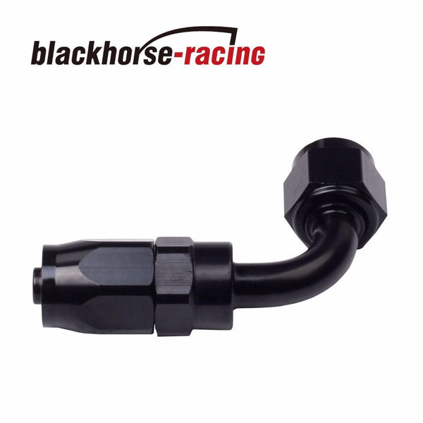 2PC Black AN 10  90 Degree Aluminum Swivel Oil Fuel Line Hose End Fitting 10-AN - www.blackhorse-racing.com