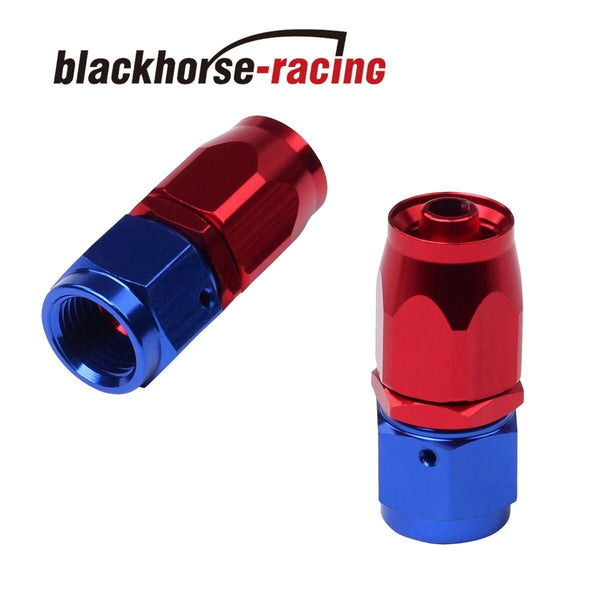 2PC Red & Blue Straight Swivel Oil Fuel Line Hose End Fittings 4-AN AN 4 - www.blackhorse-racing.com