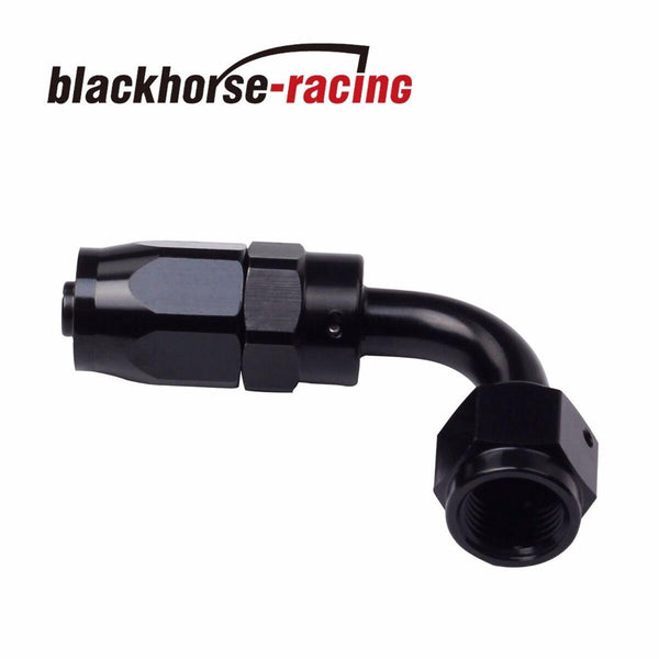 2PC Black AN 4  90 Degree Aluminum Swivel Oil Fuel Line Hose End Fitting 4-AN - www.blackhorse-racing.com