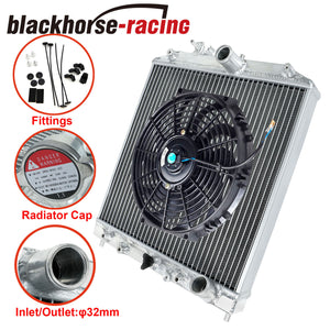 FOR 1992-2000 Civic EG/ Integra 3 Row Aluminum Cooling Radiator w/12" Fan Black