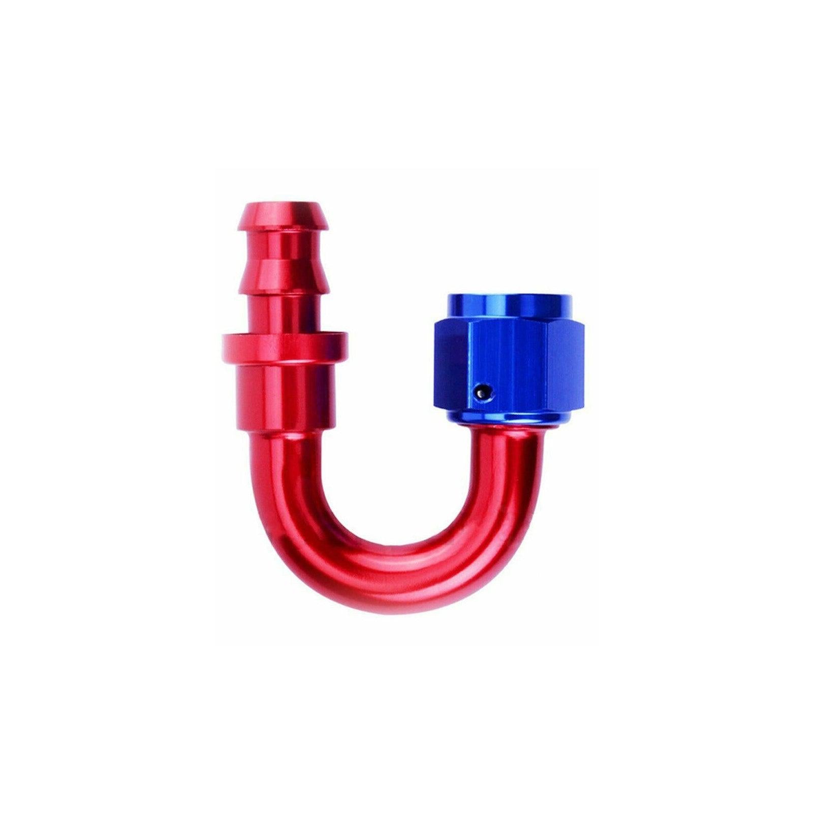 180 Degree 6AN AN6 Push Lock Hose End Fitting/Adaptor Red&Blue Universal - www.blackhorse-racing.com