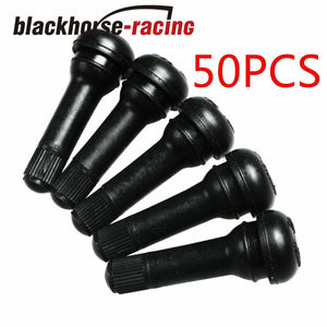 50 PCS TR 414 Snap-In Tire Valve Stems Medium Black Rubber New - www.blackhorse-racing.com