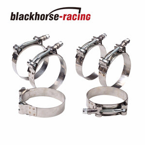6PC For 3-1/8'' Hose (3.39"-3.7") 301 Stainless Steel T Bolt Clamps 86mm-94mm - www.blackhorse-racing.com
