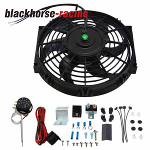 10" Slim Push Pull Radiator Cooling Fan 800CFM & 40A Thermostat Relay Kit