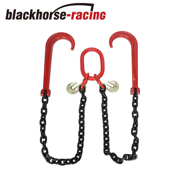 V-Chain w/ 3/8 x 3'Legs+15"J-Hook+Cradle Eye Grab Hooks G80 Tow Recovery 7100WLL