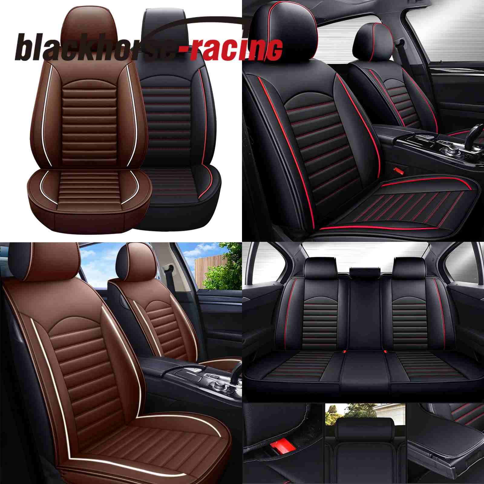 Universal PU Leather 5 Seat Car Seat Covers Full Set Cushion For SUV Trucks