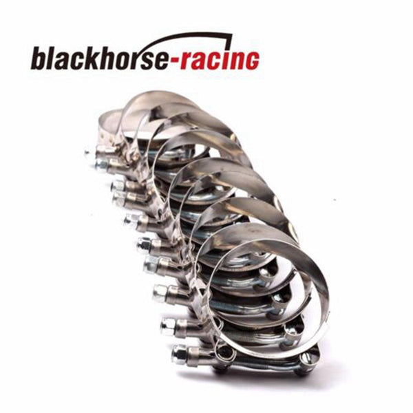 10PCS 2''(2.24''-2.56'') 301 Stainless Steel T Bolt Clamps Clamp 57mm-65mm - www.blackhorse-racing.com