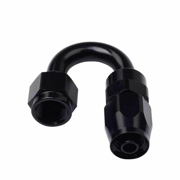 2PC Black AN 8  180 Degree Aluminum Swivel Oil Fuel Line Hose End Fitting 8-AN - www.blackhorse-racing.com