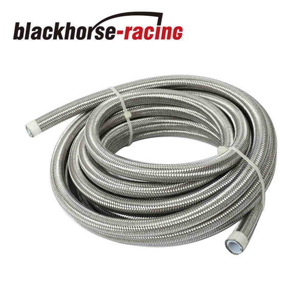 Black E85 20FT -8AN AN8 PTFE Stainless Steel Braided Fuel Gas Oil Line Hose