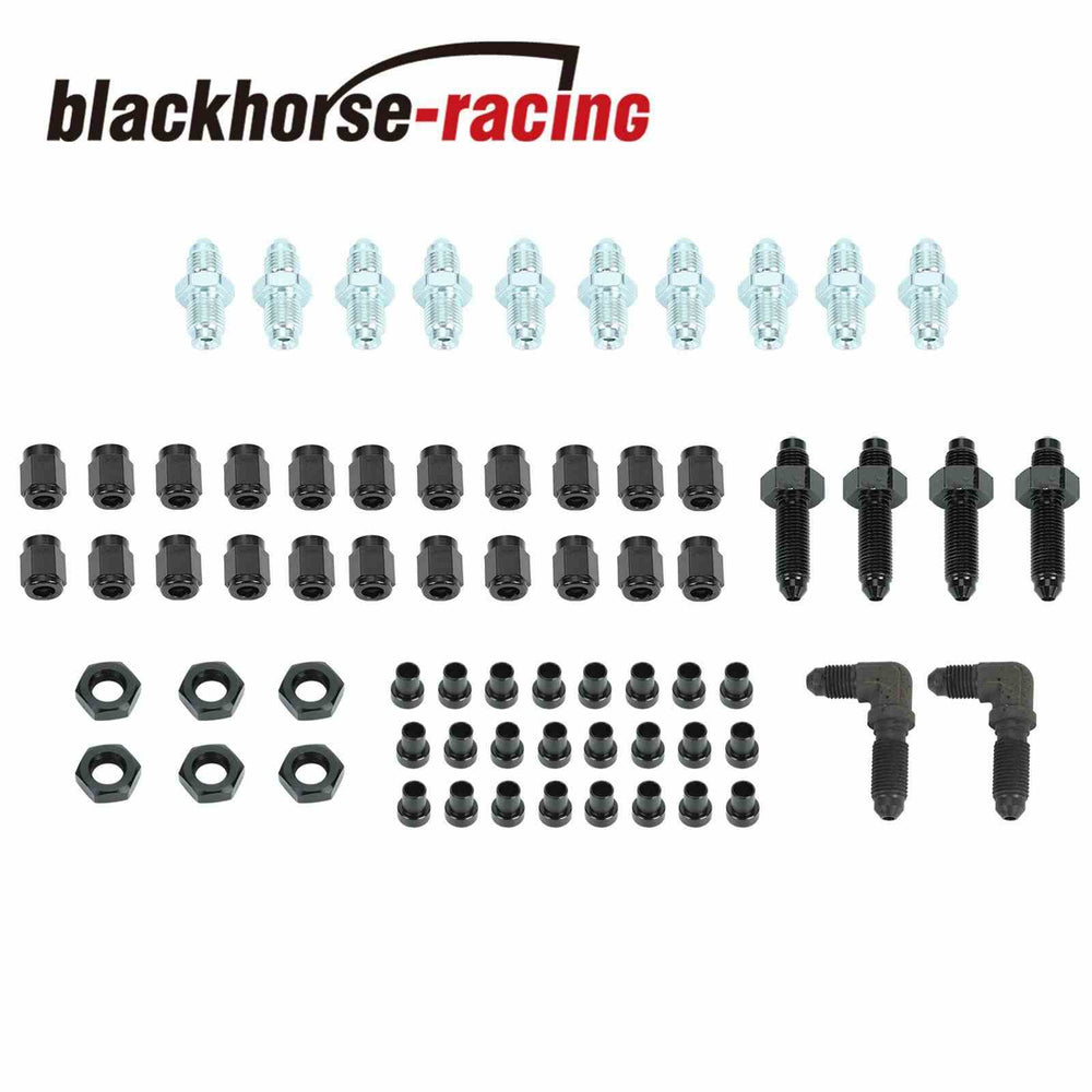 Black Brake Line Tuck Fittings Adapters Kit For Honda 88-00 Acura Integra 90-01