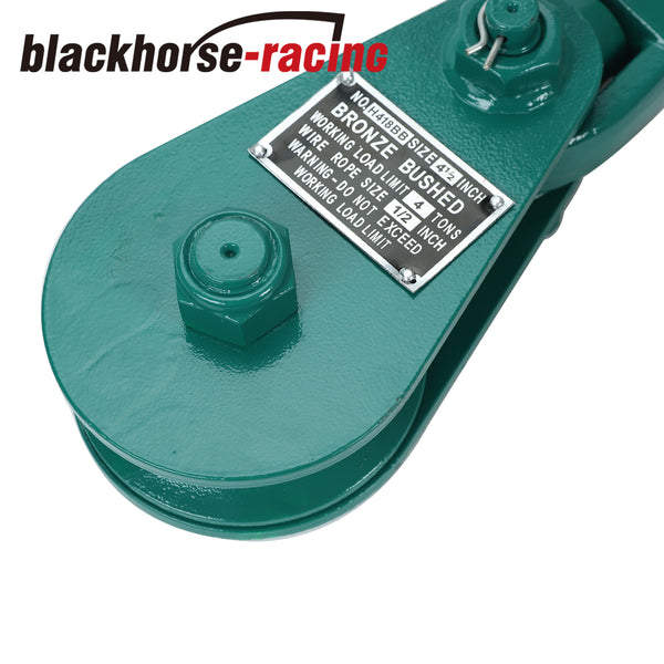 Snatch Block With Hook 4 Ton 4 1/2" Wire Rope Sheave Wrecker Tow Truck Recovery