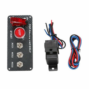 12V Carbon Ignition Switch Panel Engine Start Push Button LED Toggle Racing Auto - www.blackhorse-racing.com