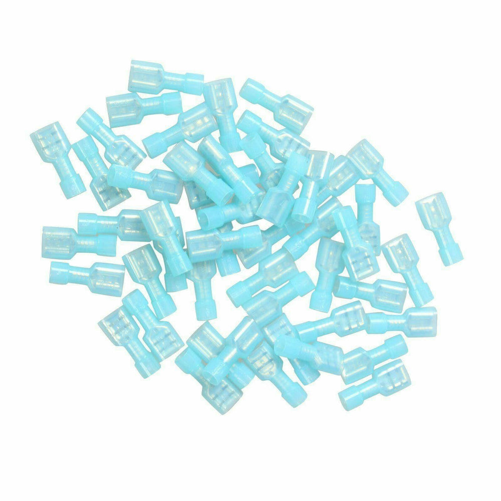 50pcs 1/4" Blue Fully Insulate Female Electrical Spade Crimp Connector Terminal - www.blackhorse-racing.com