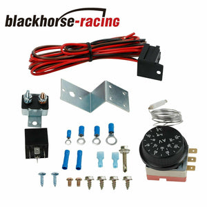 12V ADJUSTABLE ELECTRIC RADIATOR FAN THERMOSTAT CONTROL RELAY WIRE HARNESS KIT - www.blackhorse-racing.com