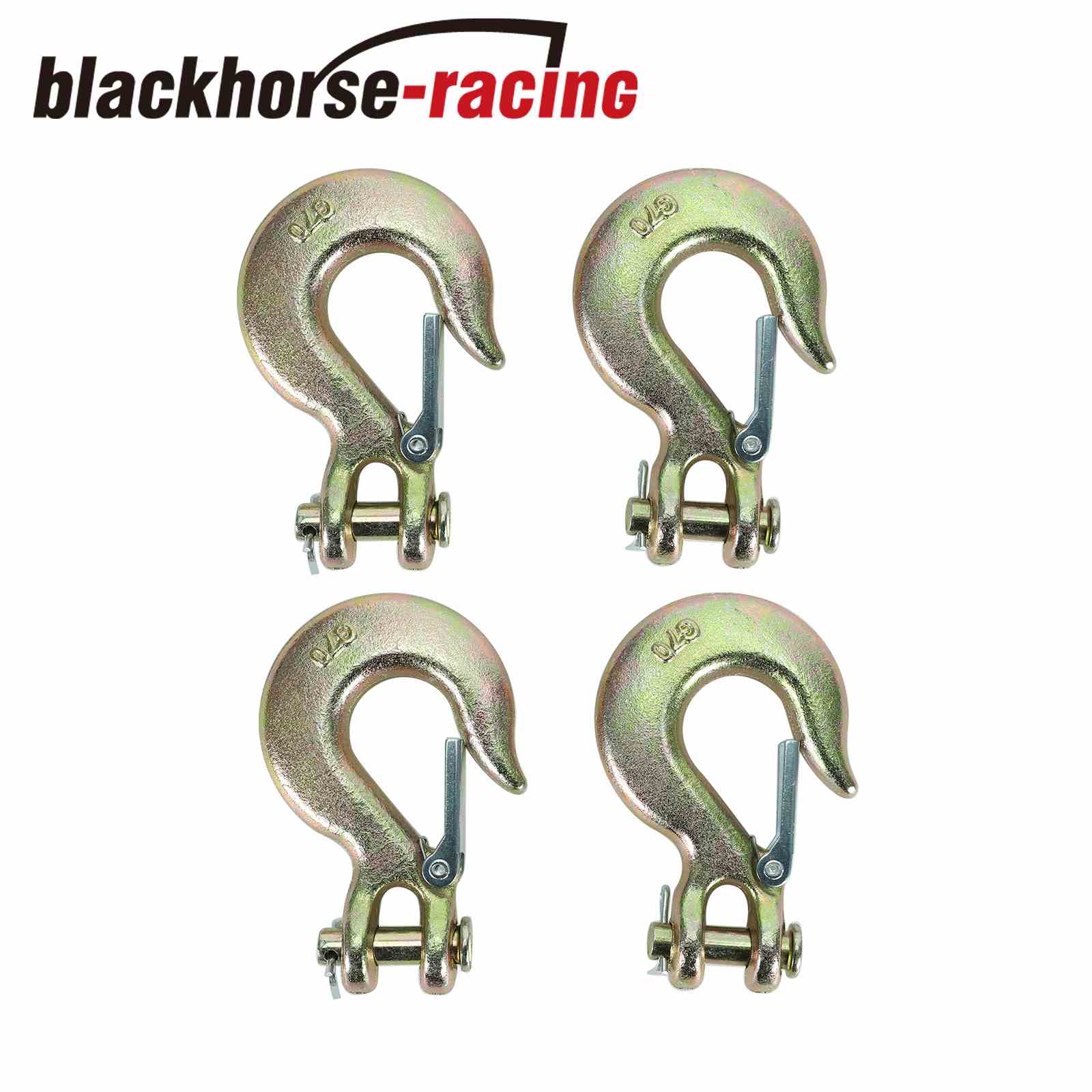 (4)5/16" Inch Grade 70 Clevis Slip Hook Tow Chain Hook w/ Latch Forged For Truck