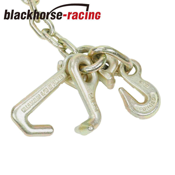 4 Pack 5/16" x 6' Long Shank 15" J Hook Tow Chain w/ RTJ Cluster & Grab Hook