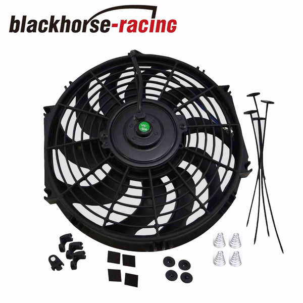 12" Electric Radiator Cooling Slim Push Fan & 30" Thermostat Switch Relay Kit