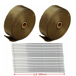 2''X 50FT Titanium Manifold Header Exhaust Turbo Intake Mesh Heat Wrap 2 Rolls - www.blackhorse-racing.com