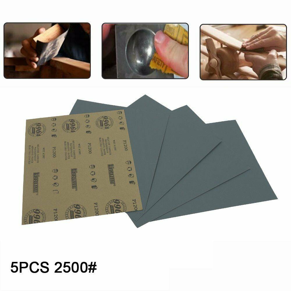 Grits2500 9x11" x 5 SANDING SHEETS Wet/Dry Silicon Carbide Waterproof Sandpaper - www.blackhorse-racing.com