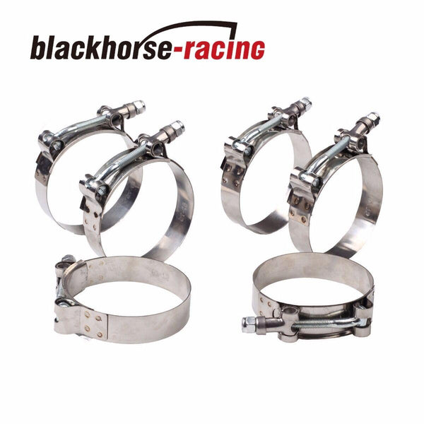 6PC For 6'' Hose (6.26"-6.57") 301 Stainless Steel T Bolt Clamps 159mm-167mm - www.blackhorse-racing.com