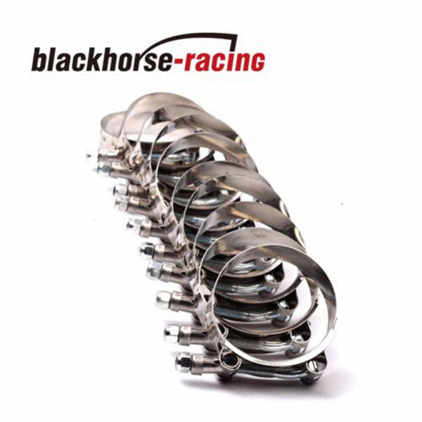 10PCS 6''(6.26''-6.57'') 301 Stainless Steel T Bolt Clamps Clamp 159mm-167mm - www.blackhorse-racing.com