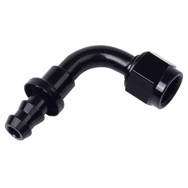 2PC Black AN 4 90 Degree Aluminum Push on Oil Fuel Line Hose End Fitting 4-AN - www.blackhorse-racing.com