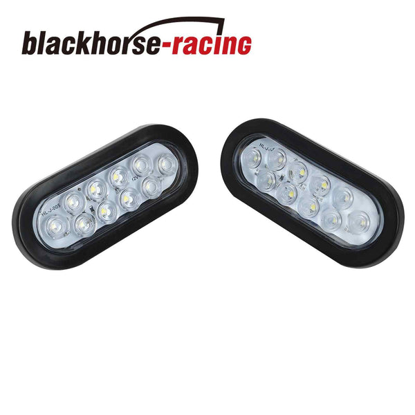 4x 6" Oval White 10 LED Reverse Backup Trailer Truck Light High Low Brightness