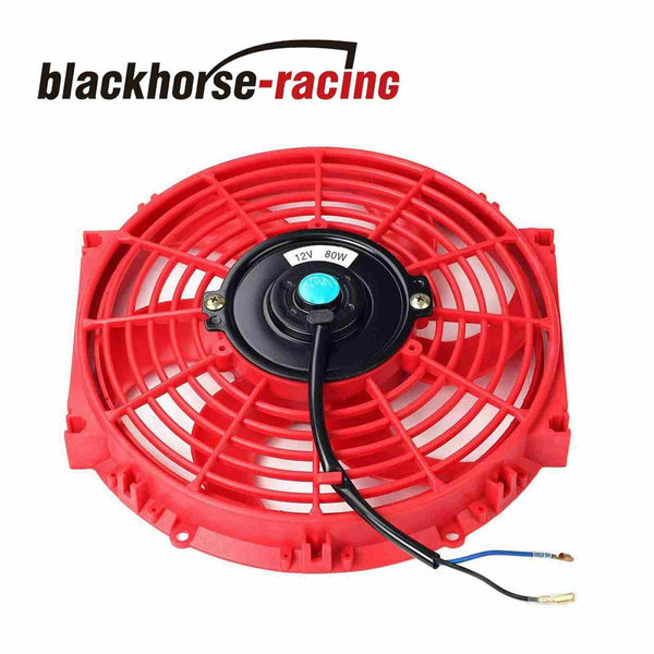 Electric Radiator 10'' Cooling Fan Red & 3/8" Probe Ground Thermostat Switch Kit