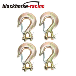 4PCS 3/8" Inch Trailer Truck Clevis Slip Hook Grade 70 Tow Chain Hook With Latch