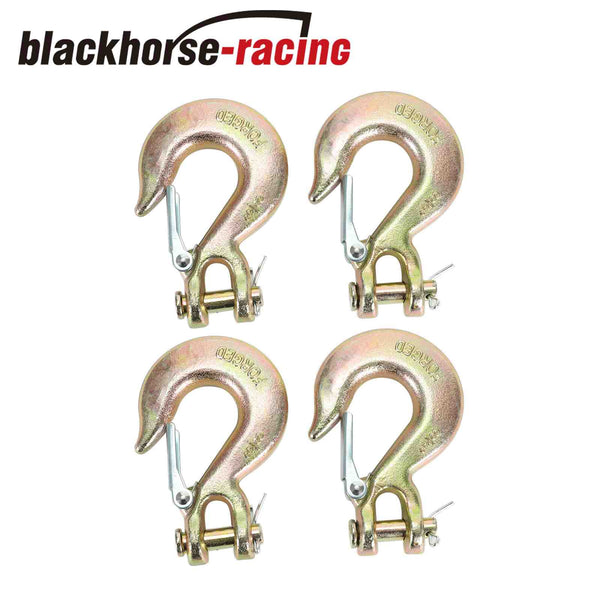 4PCS 3/8" Inch Trailer Truck Clevis Slip Hook Grade 70 Tow Chain Hook With Latch