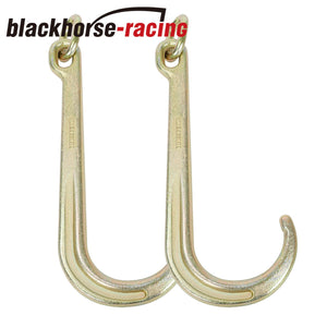 (2)15" J Hook with Chain Link Grade 70 Tow Axle Strap Wrecker Clevis WLL 5400LBS