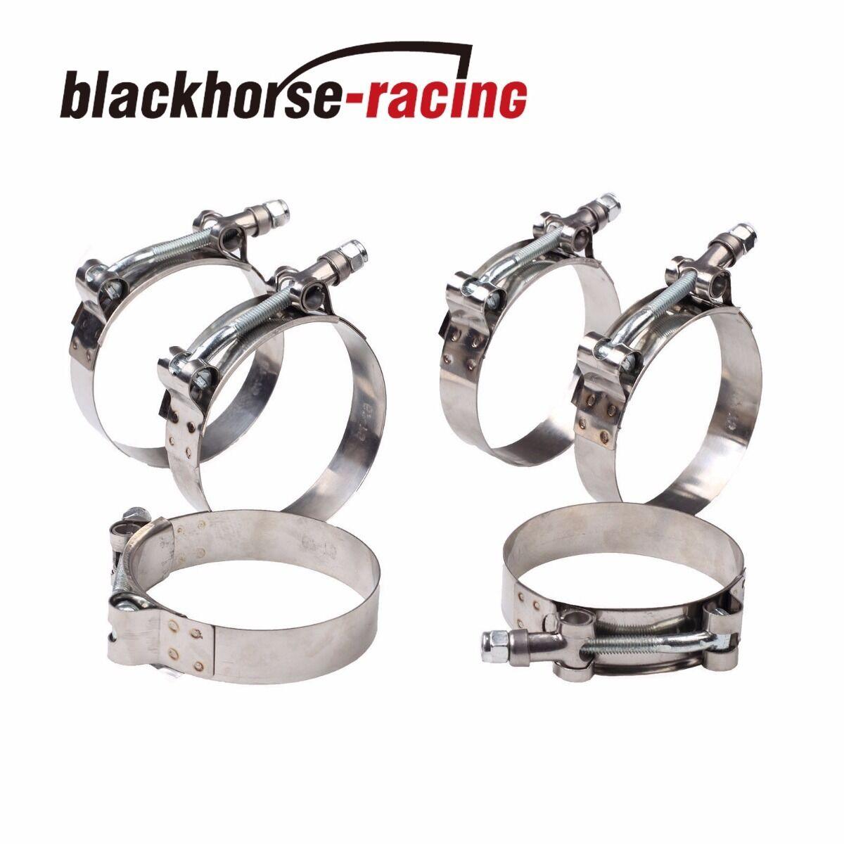 6PC For 2-3/8'' Hose (2.64"-2.95") 301 Stainless Steel T Bolt Clamps 67mm-75mm - www.blackhorse-racing.com