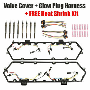 Fit 94-97 Ford 7.3L Powerstroke Diesel Valve Cover Gaskets Harness + Glow Plug - www.blackhorse-racing.com