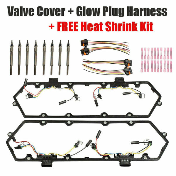 Fit 94-97 Ford 7.3L Powerstroke Diesel Valve Cover Gaskets Harness + Glow Plug - www.blackhorse-racing.com