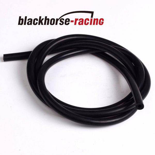 10 Feet Black 1/4'' 6mm Silicone Vacuum Hose + 10 Pc 11mm Spring Clip Clamps - www.blackhorse-racing.com
