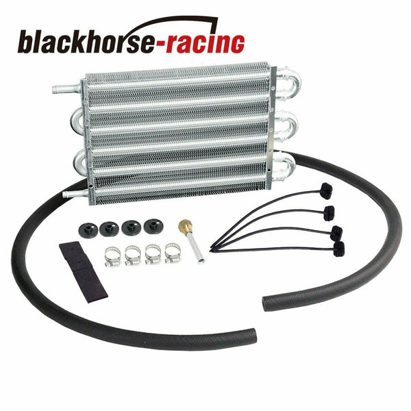 Aluminum 6 Row Radiator Remote Transmission Oil Cooler & 10" Cooling Fan w/ Kit - www.blackhorse-racing.com