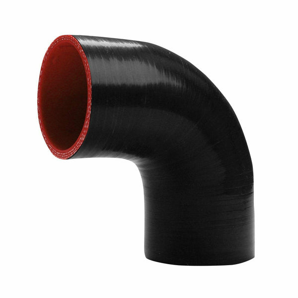 2" 4-PLY 90 DEGREE ELBOW SILICONE COUPLER HOSE BLACK-RED 51MM ID - www.blackhorse-racing.com