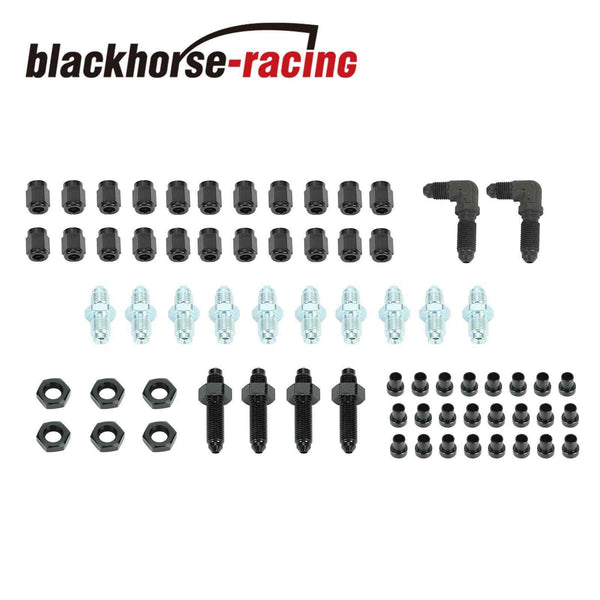 Black Brake Line Tuck Fittings Adapters Kit For Honda 88-00 Acura Integra 90-01
